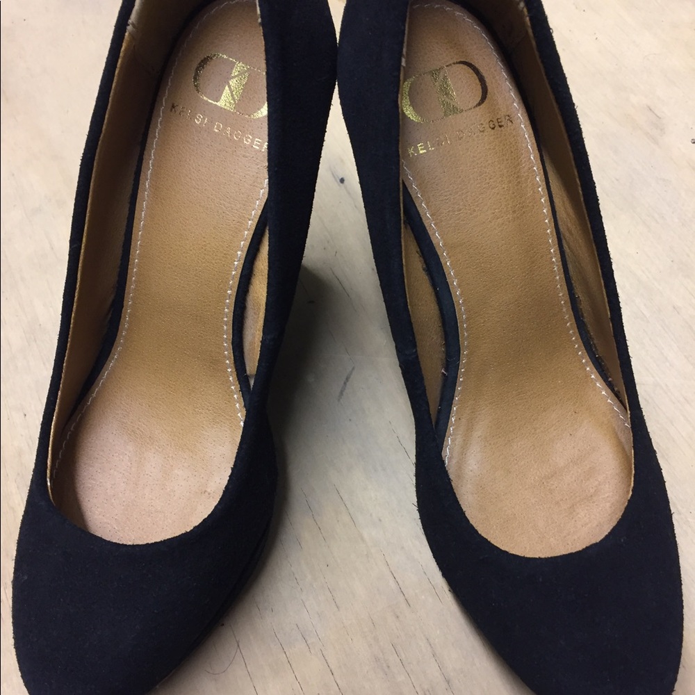 Kelsi Dagger Black Suede Platform Wedges